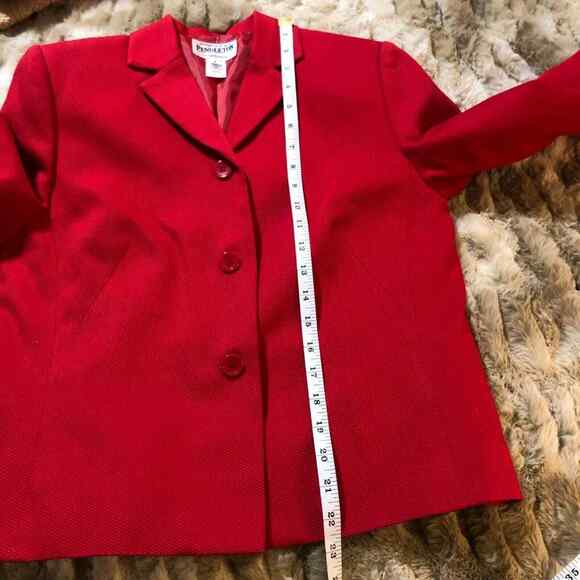 Pendleton Size 8 Blazer Jacket Red Textured Cotton Weave Career Work Preppy Fall - Picture 15 of 16